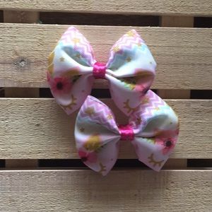 Unicorn floral pigtails hairbow